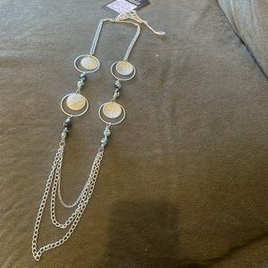 Semi-Precious Hematite and Faceted Blue Agate silver necklace